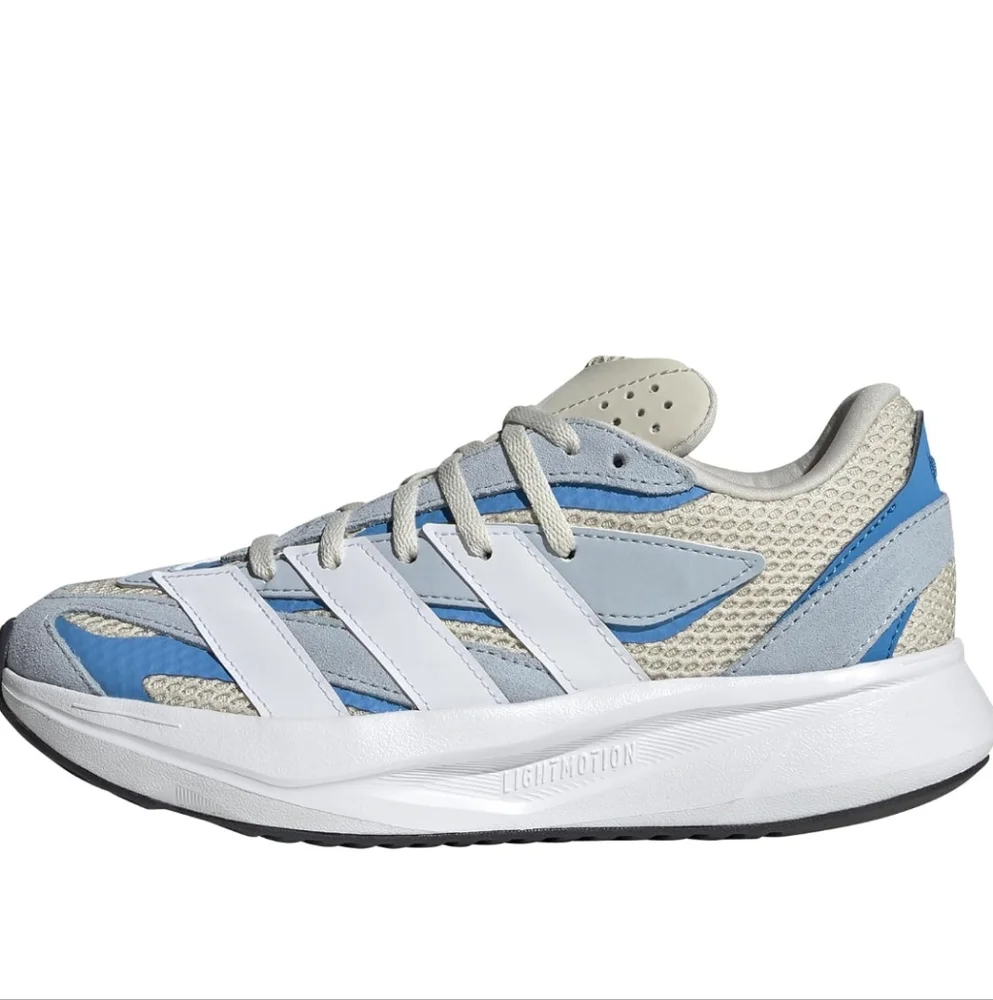 adidas Boys Lightblaze Running Sneakers Shoes - Off White And Blue